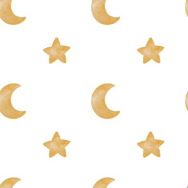 istock Watercolor seamless pattern with moon and stars night sky elements for baby nursery design kids textile fabric and cute decor 2238938146
