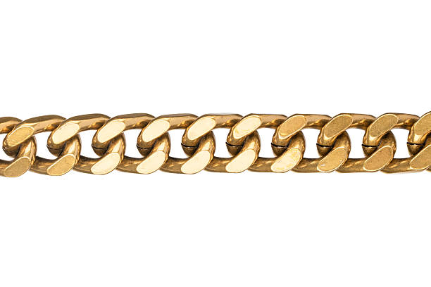 istock Golden chain with flat metal links isolated 2238940091