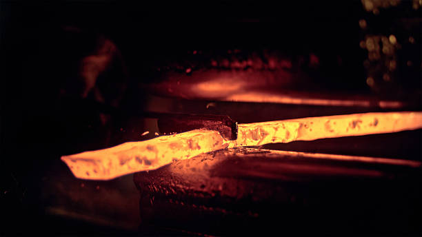 istock Heated Steel Forging in Hydraulic Press at Blacksmith Workshop 2238942364
