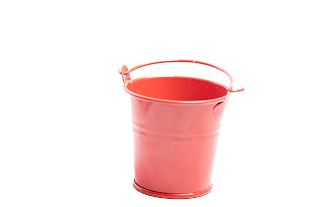 istock Red tin bucket solated on white background. 2238947753