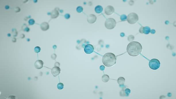 Hydrogen peroxide of H2O2 molecule. Chemistry research background with copy space. Skincare or perfume technology essence element.