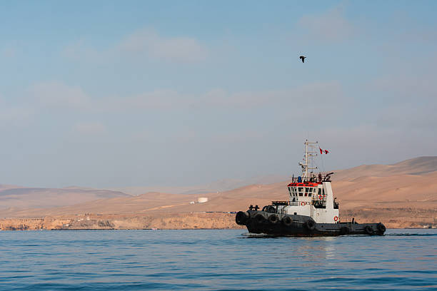 Fishing boats trawlers in Paracas, Peru