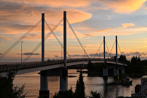 John O'Connell Memorial Bridge in Sitka, Alaska at Sunset