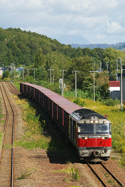Abira-cho, Hokkaido, Japan - September 27, 2025 : DF 200 Potato Freight train running on Muroran Line