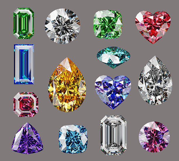 istock Colorful diamond gems isolated on top view background 3d rendering 2238984271