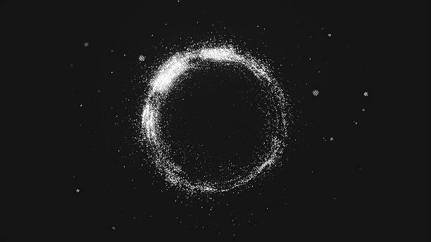 istock 3d render black and white monochrome abstract surreal art with small balls dust particles with black sphere in the centre 2238984642
