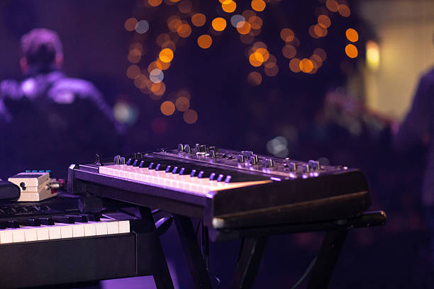 istock Musical Performance With Synthesizer and Lights in the Background 2238990173