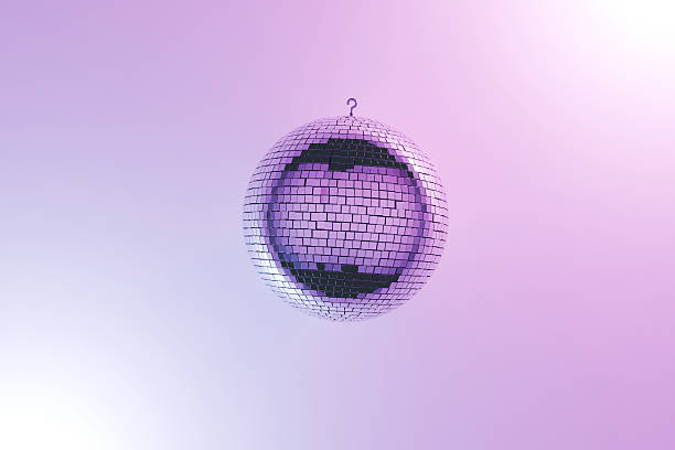 istock Disco mirror ball with pink and blue neon lights are floating against a gradient background. 3d rendering. 2238990580