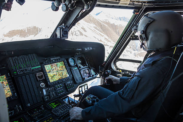 istock Army pilot flying military helicopter 2239010789