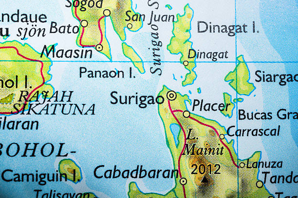 istock Geographical map featuring Surigao and Dinagat Islands.. 2239028342