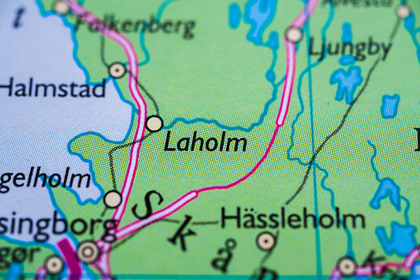istock Close up map showing Laholm in Halland Sweden.. 2239029779