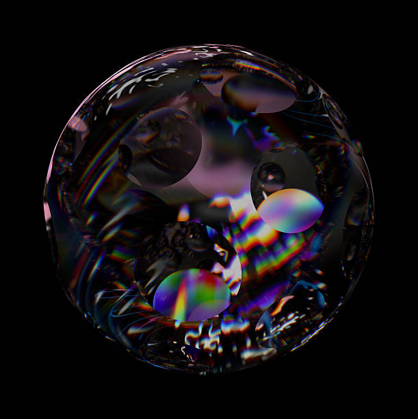Glass Sphere with Violet Spectral Refraction on Black Background