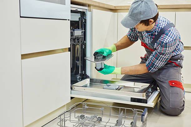 istock An Appliance Repair Technician is servicing a dishwasher filter in a modern kitchen. A skilled technician is repairing a modern dishwasher 2239034960