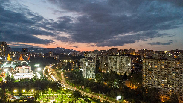 istock Aerial view on sunset in Tbilisi 2239047063