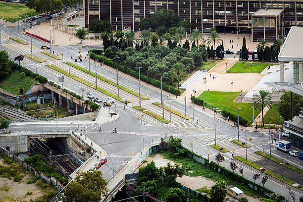 Barcelona, Spain - April 26 2024: The Juan Carlos Square Obelisk ,Spain