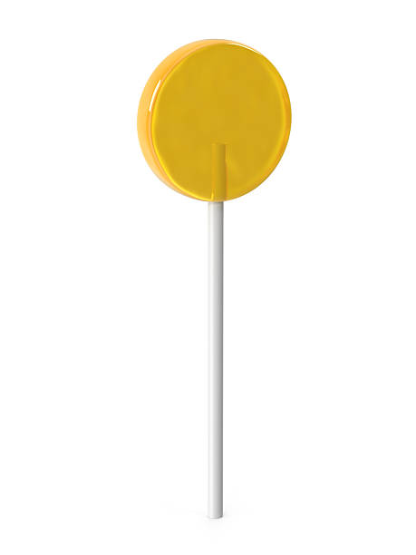 Yellow lollipop on white stick isolated