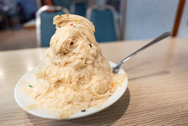 Peanut shaved ice from a Taiwan night market stall.Scene at a Taiwanese night market.