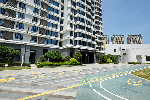 The pedestrian walkway downstairs in residential communities