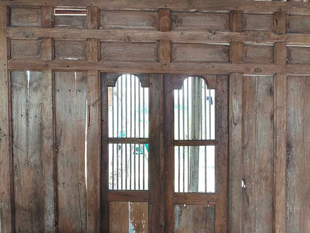 Rustic Wooden Doorway with Ornate Detailing