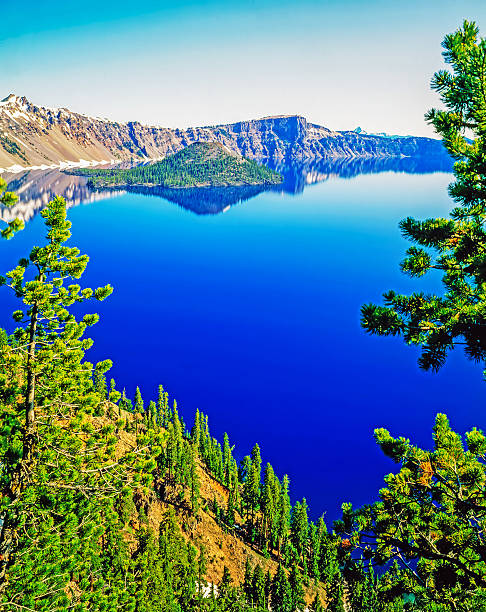 Crater Lake with Wizard Island in Oregon