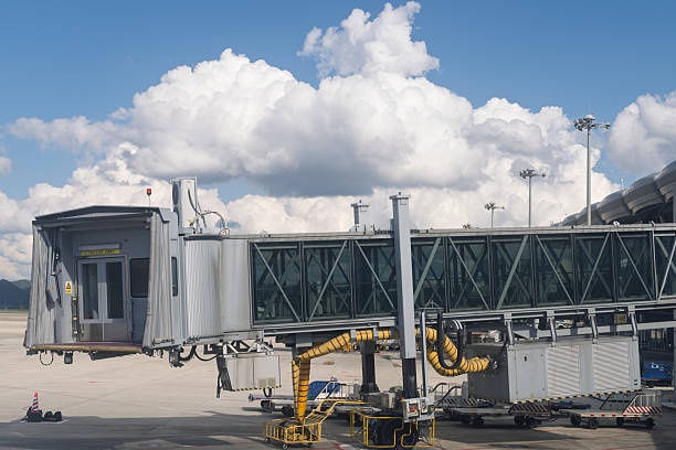 Modern airport terminal bridge landscape