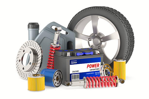 Set car spares on white background. Isolated 3D illustration