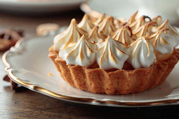 istock Meringue tartlet on a white saucer. 2239111519
