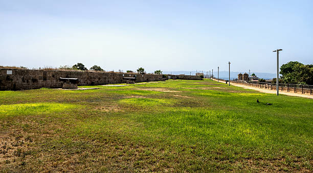 Akko, Israel, September 22, 2025: View ov the city wall watchovers in the Old Town of Akko (Accra) of a sunny day.