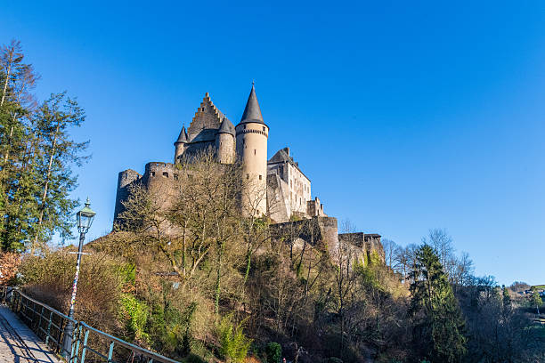 Vianden, Luxembourg - March 19, 2022. EAn exterior view of the Chateau de Vianden in Luxembourgh.