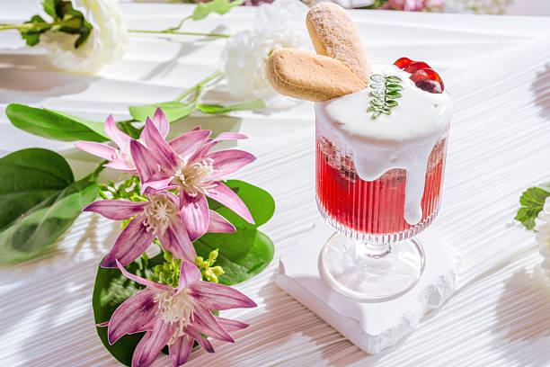 Beautifully decorated desserts in glass