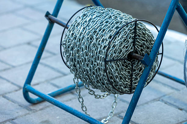 Close-up of a chain tightly wrapped