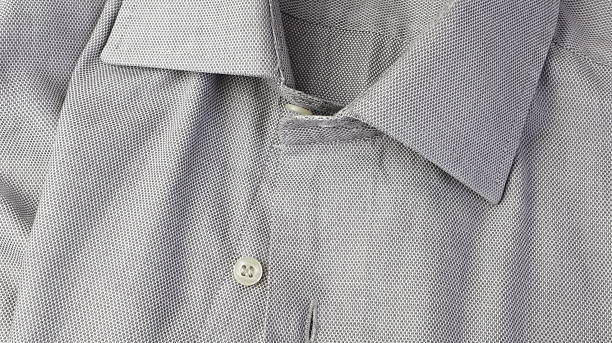 istock Gracefully designed collar for formal shirt with blue and white dot pattern 2239160535