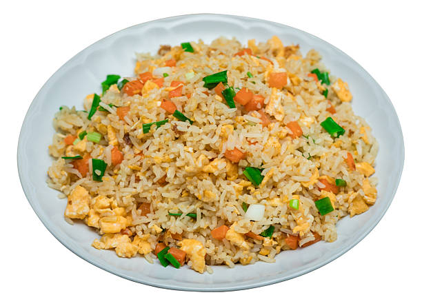 Homemade Fried Rice with Egg Isolated with Clipping Path