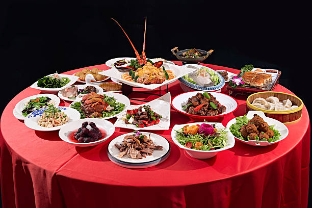 A table of wedding banquet at a high-end hotel