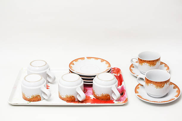 istock Elegant tea set with delicate patterns on a tray, perfect for a cozy tea time arrangement 2239177062