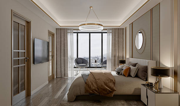 istock 3d render of luxury hotel room bedroom 2239178724