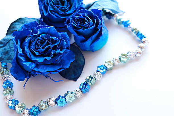istock Greeting card mockup with blue roses on a white background 2239181502