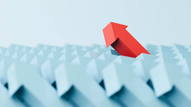istock Upward arrow standing out among others, leadership, innovation, success, progress - 3D Render 2239183604