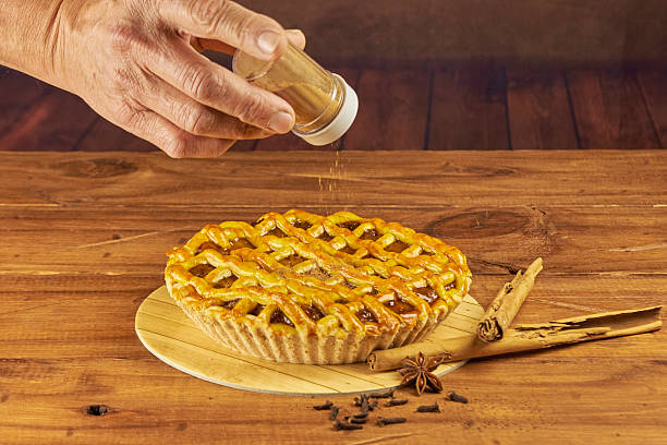 istock Apple pie in close-up on a rustic wooden background. 2239191645