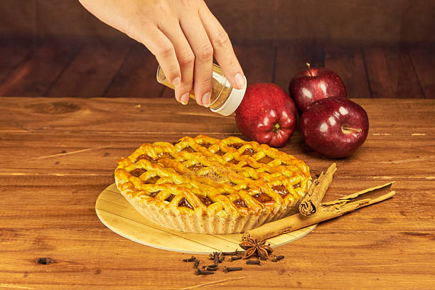 istock Apple pie in close-up on a rustic wooden background. 2239191650