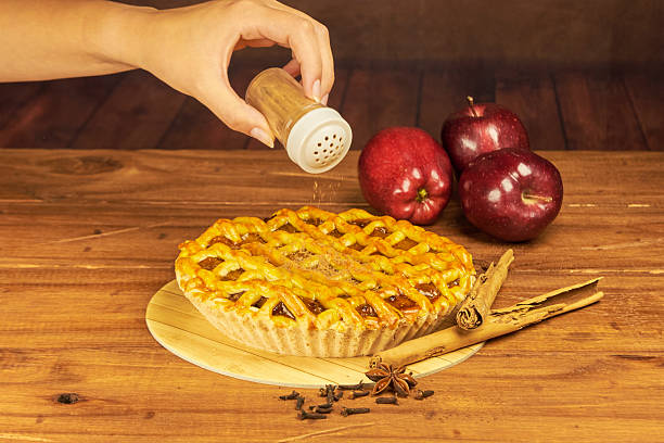 istock Apple pie in close-up on a rustic wooden background. 2239191651