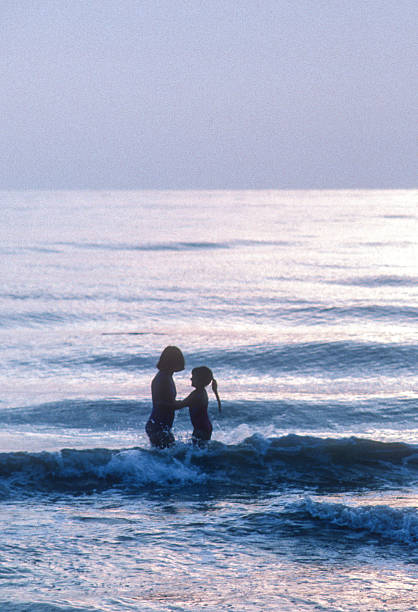 Clearwater FL - Mother & Daughter in Surf - 1984