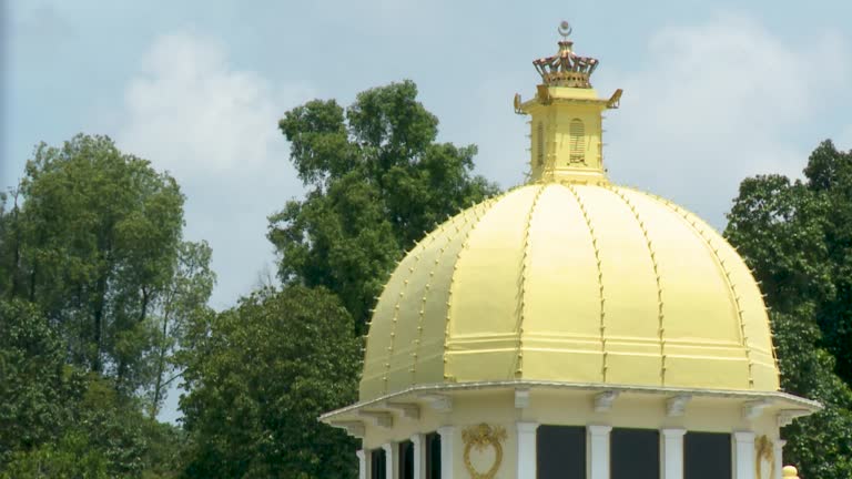 Close-Up of Istana Negara Golden Cupola with Crown Finial and Crescent Moon
