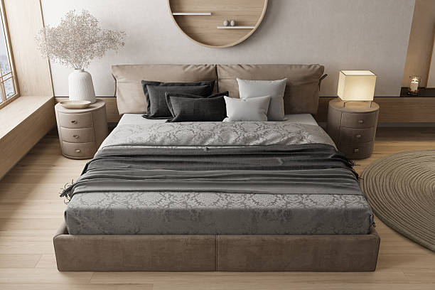 istock Japandi Bedroom Interior with Minimalist Scandinavian Design 2239225626