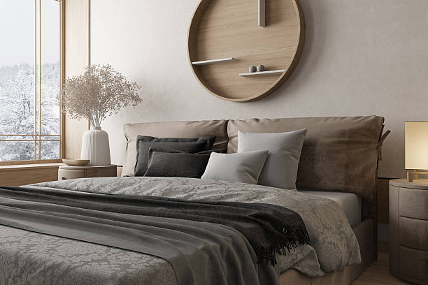 istock Japandi Bedroom Interior with Minimalist Scandinavian Design 2239225669