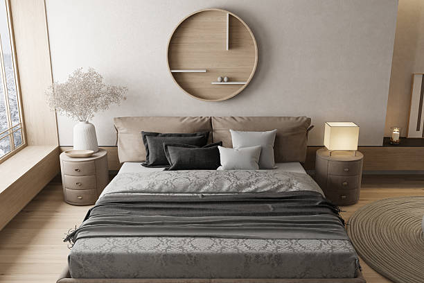 istock Japandi Bedroom Interior with Minimalist Scandinavian Design 2239225670