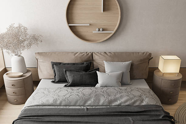 istock Japandi Bedroom Interior with Minimalist Scandinavian Design 2239225696
