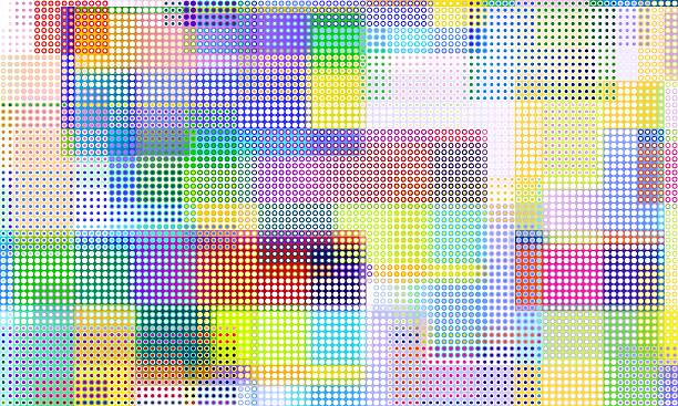 ilustrații de stoc cu fundal energetic abstract pixelat. efect de semiton. imagine vectorială. particule mici cu efect moiré suprapus - halucinogen