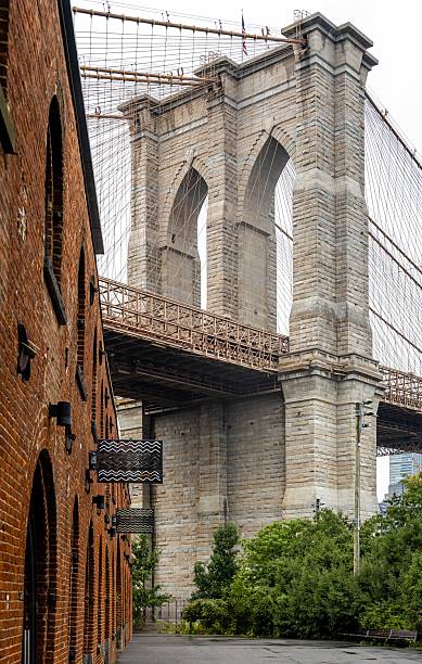 istock Brooklyn Bridge over East River with Manhattan skyline and boat 2239254595