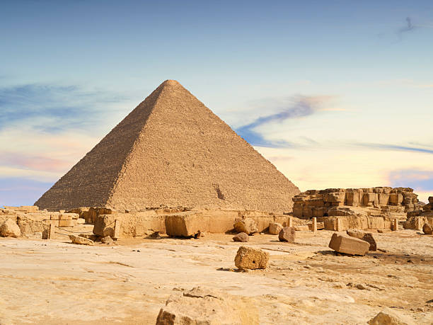 istock Ancient stone pyramid structure under clear blue sky in Egypt. Pyramid of Khafre in Giza Pyramid Complex, Cairo City, Egypt 2239265952